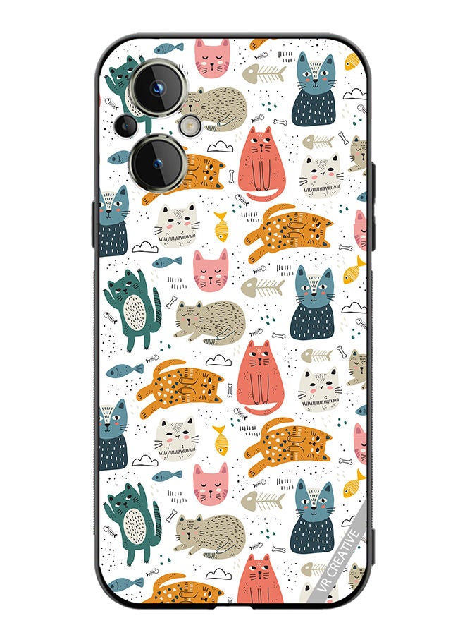 VR CREATIVE Protective Case Cover For OnePlus Nord N20 5G Chilling Cat Pattern Design Multicolour - Image 1