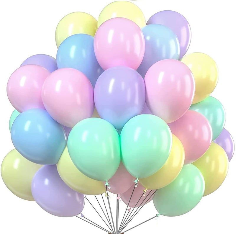 TOYXE Pastel Balloons 100 Pcs For Party Decorations Birthday Baby Shower Welcome Baby | Light Color Multi Shade Macron Latex Rubber Balloon - Image 1