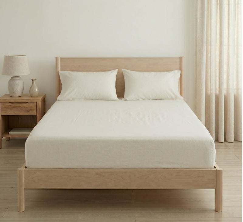 Comfy Ivory White Fitted Bed Linen Set (3 Pieces) - 120 cm - Image 1
