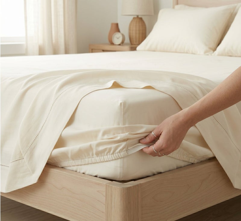 Comfy Ivory White Fitted Bed Linen Set (3 Pieces) - 120 cm - Image 2