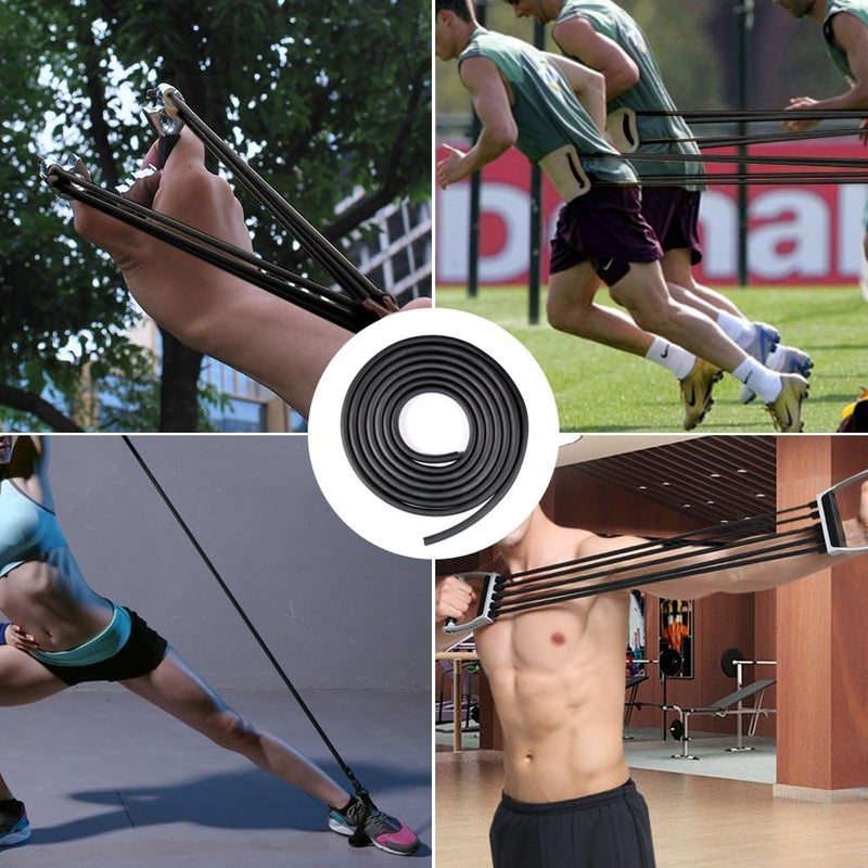 كلاراكو أنبوب مطاطي أسود من اللاتكس الطبيعي، مقاس 6 × 9 مم، مناسب لتمارين اللياقة البدنية والعضلات، مثالي للتمارين الرياضية الخارجية، مزود بجزء مطاطي قابل للتمدد سبع مرات، طوله 3 أمتار. - Image 5