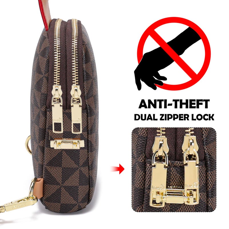 INICAT Checkered Crossbody Bag Women Small Sling Bags Vegan Leather Travel Cross Body Purses Birthday Gifts - Image 3