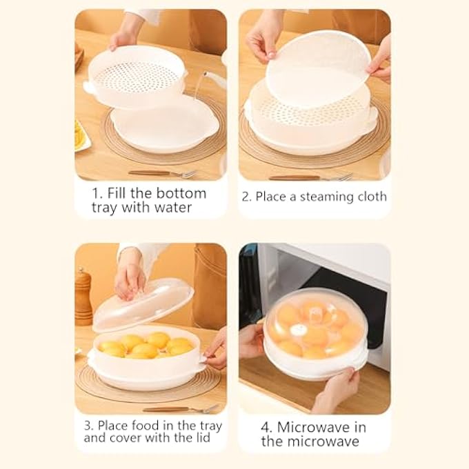 فرن ميكروويف بخاري متعدد الوظائف وعاء قابل للتكديس طباخ خضروات وأسماك لوجبة غداء شقة إعادة تسخين مطبخ خضروات طعام طهي منزلي تحضير الطعام - Image 5