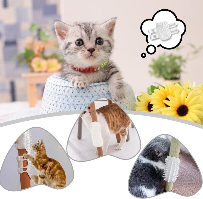 Zikra 4 PCS Pet Tickling Artifact for Cats Tickling Comb Pet Brush Adjustable Silicone Cat Scratching Pad Back Scratcher Corner Brush Itch Rub Tool for Dogs Cats (White) - Image 3