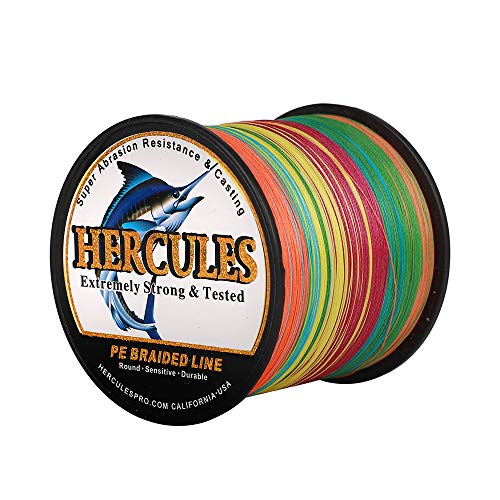 HERCULES Super Cast 300M 328 Yards Braided Fishing Line 60 LB Test for Saltwater Freshwater PE Braid Fish Lines Superline 8 Strands - Multi-Color, 60LB (27.2KG), 0.40MM - Image 1