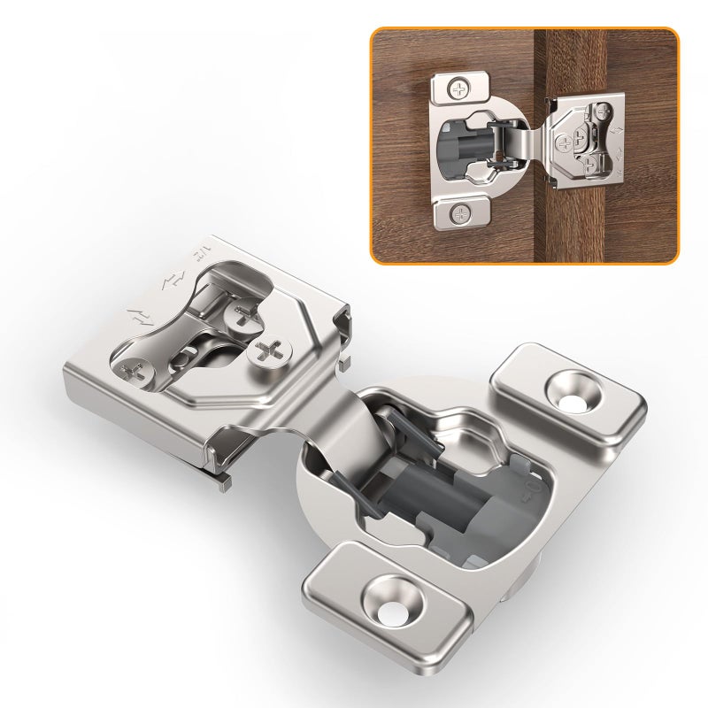 Chibery 50 Pack 716 Overlay 4D Concealed Hinges for Face Frame Door Soft Close OnOff Switch Self Closing 105 Open Angle Concealed Stainless Steel Hinges for Framed Cabinet Satin Nickel - Image 2