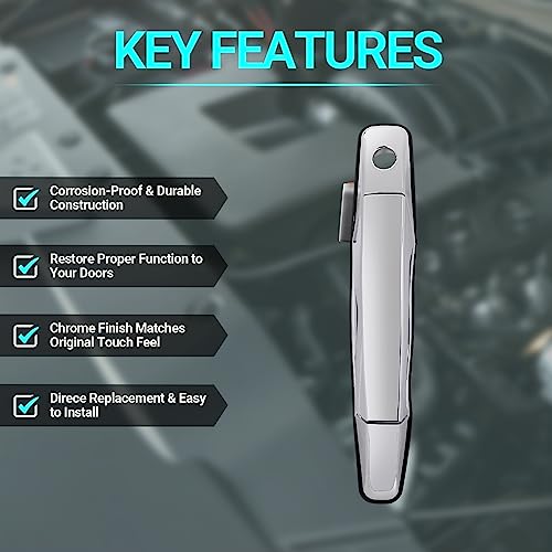 MNJWS Exterior Chrome Door Handle, Front Driver Side - Compatible with 2007-2013 Chevy Silverado Suburban Tahoe GMC Sierra Yukon Cadillac Escalade - Replace 20828258, 22738721, 25960525, 84053434 - Image 4