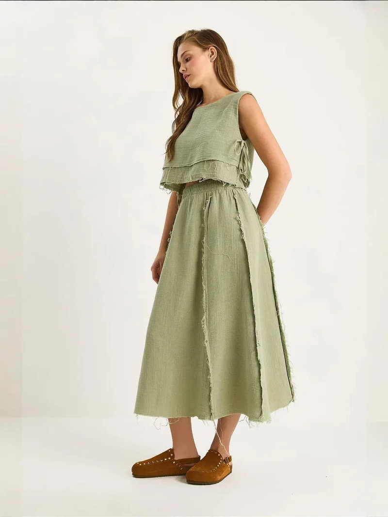 بيانكو لوتشي طقم تونيك قطني مزخرف وبنطلون واسع الساق من لوتشي