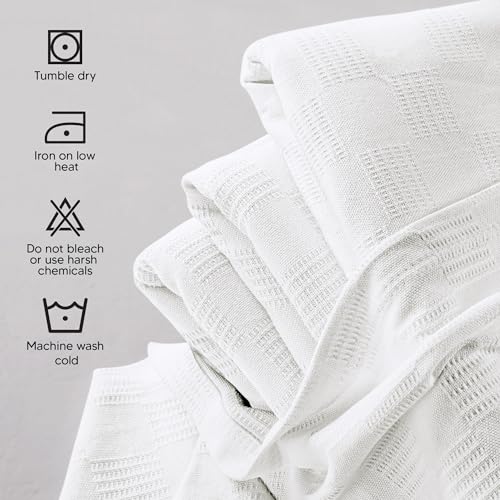 Utopia Bedding White 100% Cotton Blanket [Throw Size - 60x50 Inch] 350GSM Lightweight, Soft and Breathable Thermal Blanket for All Seasons - Image 5