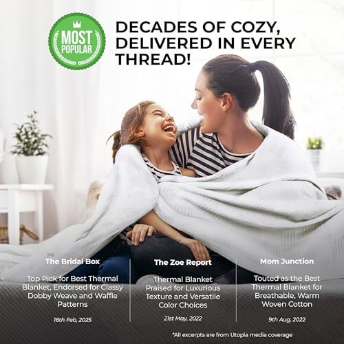 Utopia Bedding White 100% Cotton Blanket [Throw Size - 60x50 Inch] 350GSM Lightweight, Soft and Breathable Thermal Blanket for All Seasons - Image 3