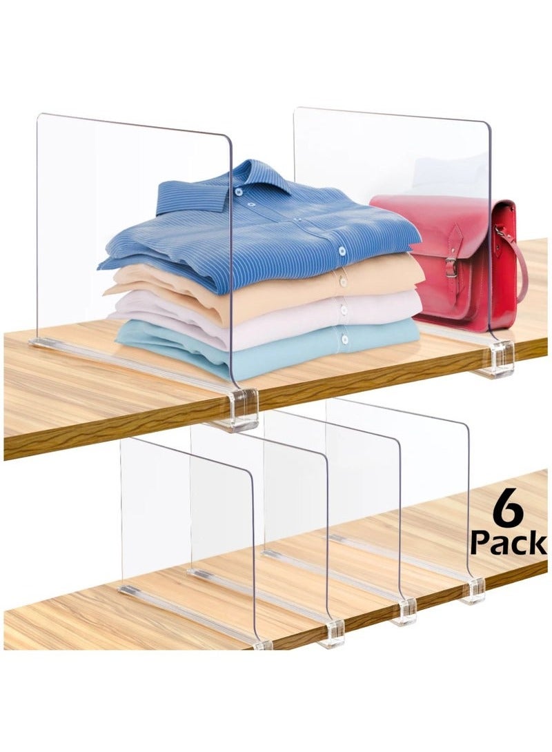 KIIUMI 6 Pack Acrylic Shelf Dividers, Clear Shelves Organizer for Bedroom, Kitchen, Office, Cabinets, Bathroom, Closets - Image 1