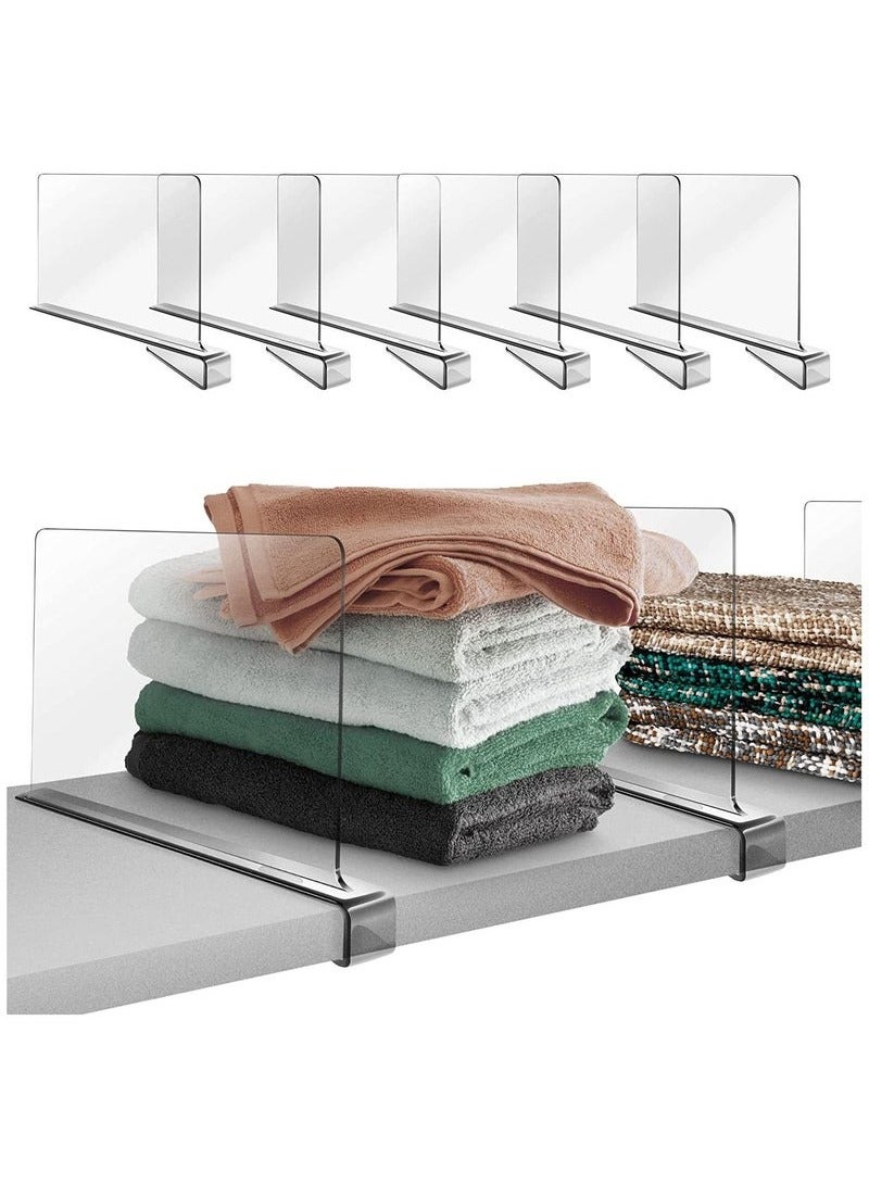 KIIUMI 6 Pack Acrylic Shelf Dividers, Clear Shelves Organizer for Bedroom, Kitchen, Office, Cabinets, Bathroom, Closets - Image 2