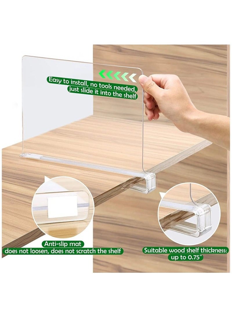 KIIUMI 6 Pack Acrylic Shelf Dividers, Clear Shelves Organizer for Bedroom, Kitchen, Office, Cabinets, Bathroom, Closets - Image 3