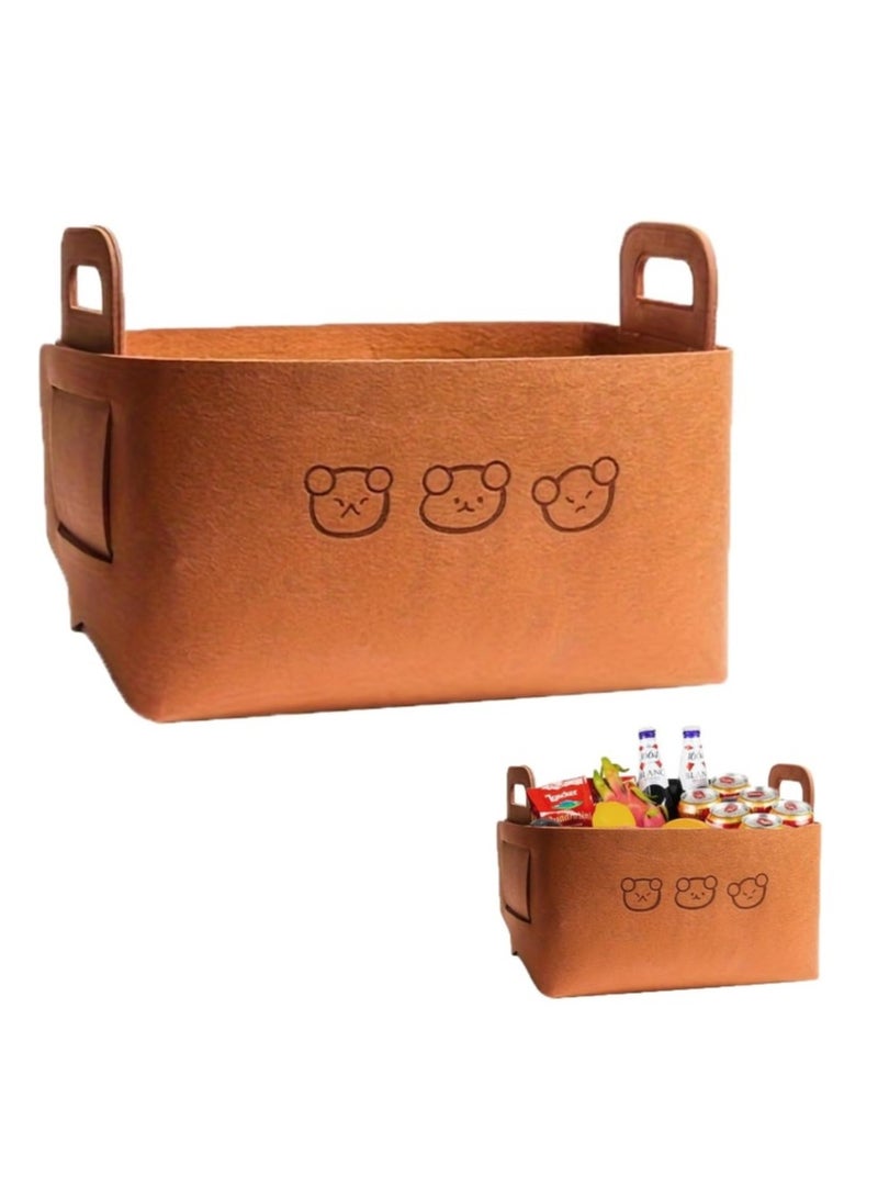 OASIS-TH Felt Storage Basket  With Handles Foldable Car Boot Bag Car Organiser Storage Box Table Organizer Storage 1 Pack  - Image 1