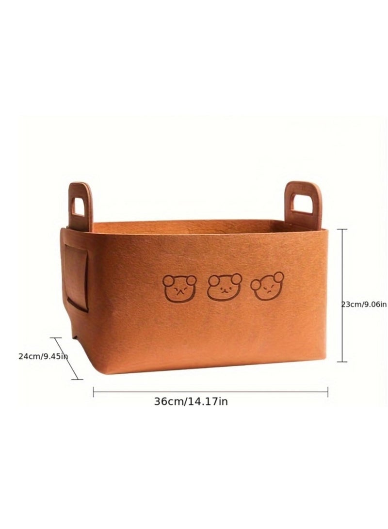 OASIS-TH Felt Storage Basket  With Handles Foldable Car Boot Bag Car Organiser Storage Box Table Organizer Storage 1 Pack  - Image 5