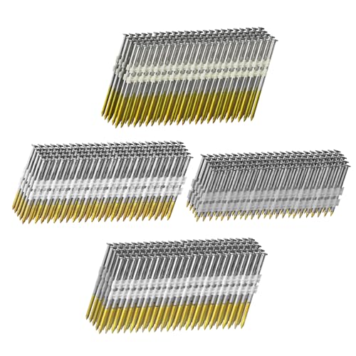 SITLDY 21 Degree Framing Nails 4 SIZES (2"+2-1/2"+3.0") Ring Shank+3-1/2" Smooth Shank), Full Round Head Hot Dipped Galvanized, 100 per Size, 400 Count, Assorted Size, 20 to 22 Degree Framing Nailer - Image 1