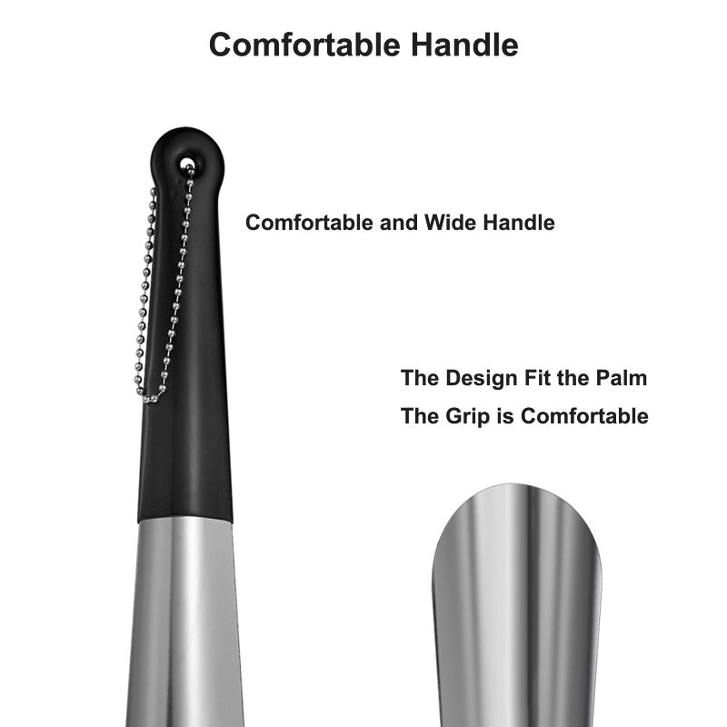 Harniruco Metal Shoe Horn 12 Inch Portable Quality Stainless Steel Shoehorn with Rubber Grip Fashion Shoe Spoon Helper for Travel Home Use - Image 3
