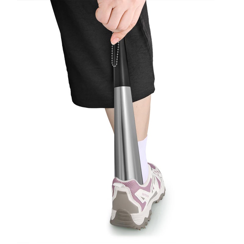 Harniruco Metal Shoe Horn 12 Inch Portable Quality Stainless Steel Shoehorn with Rubber Grip Fashion Shoe Spoon Helper for Travel Home Use - Image 4