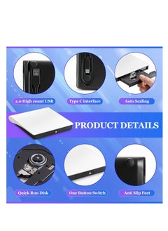 KASTWAVE External CD/DVD Drive for Laptop, USB 3.0 Type C Portable DVD Player for Laptop, Extended Cable Power Line DVD Player, CD Burner External Disk Drive Optical Compatible with Laptop Desktop PC  - Image 5