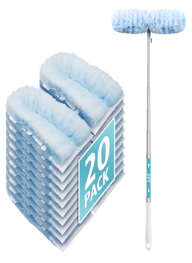 AIR U+ 6 ft Extendable Duster Handle with 20 Refills, Compatible with Swiffer, Disposable Microfiber Dusting Pads for Home Cleaning, Ceiling, Fan, Window, Hard-to-Reach Areas - Image 1