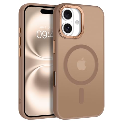 YINLAI for iPhone 16 Case 6.1-inch,Magnetic Compatible with MagSafe, Slim Matte Anti-Fingerprint, Shockproof Full Body Military Grade Protection for iPhone 16 Cover, Brown - Image 1