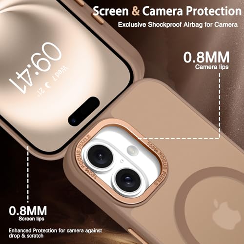 YINLAI for iPhone 16 Case 6.1-inch,Magnetic Compatible with MagSafe, Slim Matte Anti-Fingerprint, Shockproof Full Body Military Grade Protection for iPhone 16 Cover, Brown - Image 5