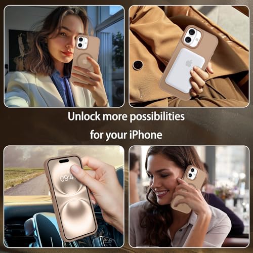 YINLAI for iPhone 16 Case 6.1-inch,Magnetic Compatible with MagSafe, Slim Matte Anti-Fingerprint, Shockproof Full Body Military Grade Protection for iPhone 16 Cover, Brown - Image 3