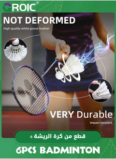 GROIC Badminton Birdies Shuttlecocks High-Speed Goose Feather,6 Pack Stable Durable Hight Speed Training Badminton Balls,High Speed Shuttles for Indoor and Outdoor Training Sports  - Image 3