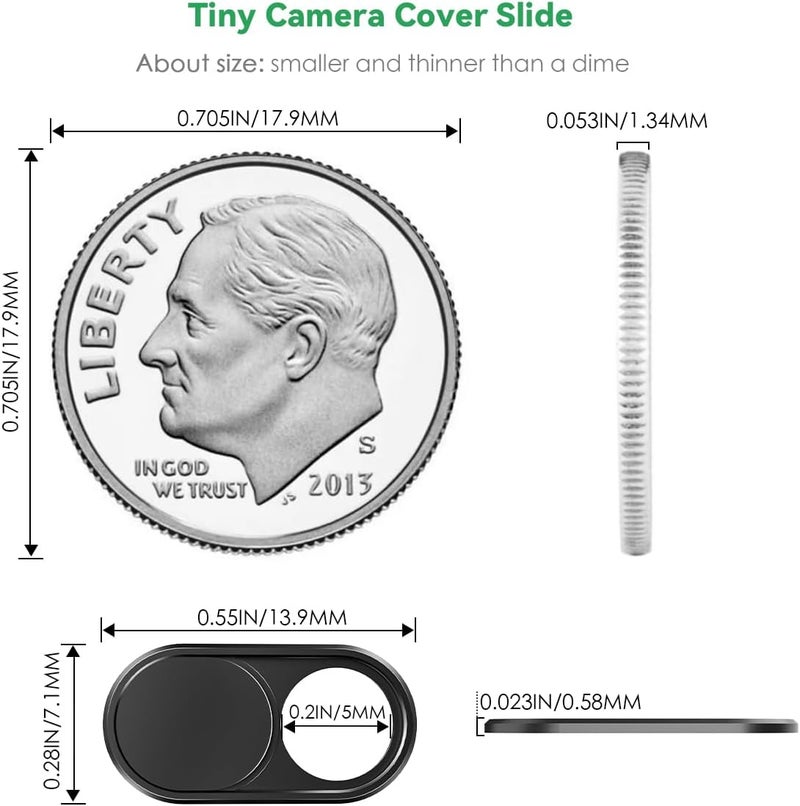 CloudValley غطاء كاميرا الويب منزلق [عبوة 2] ، 0.023 بوصة غطاء كاميرا ويب معدني فائق النحافة لجهاز Macbook Pro و iMac و الكمبيوتر المحمول و الكمبيوتر الشخصي و iPad Pro و iPhone 8/7/6 بلس ، احمِ خصوصيتك البصرية [أسود] - Image 2