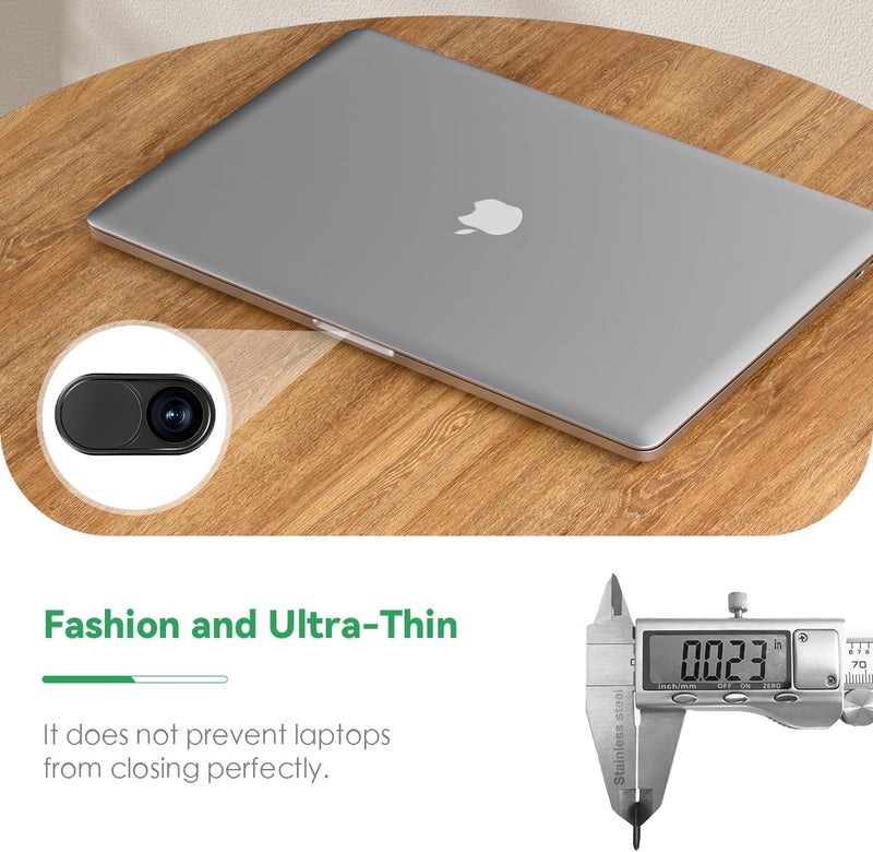 CloudValley غطاء كاميرا الويب منزلق [عبوة 2] ، 0.023 بوصة غطاء كاميرا ويب معدني فائق النحافة لجهاز Macbook Pro و iMac و الكمبيوتر المحمول و الكمبيوتر الشخصي و iPad Pro و iPhone 8/7/6 بلس ، احمِ خصوصيتك البصرية [أسود] - Image 4