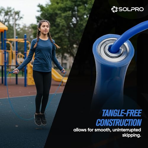 Solpro Ascend Adjustable Jump Rope Skipping Rope for men, women, kids, athletes | Unisex, Tangle-Free, Non-Slip, Durable | Ideal for fitness, cardio, agility & gym workouts. (Blue) - Image 5