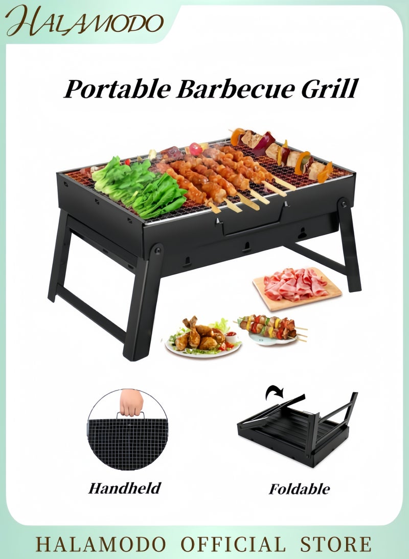 HALAMODO BBQ Charcoal Grill Portable Folding Lightweight Small Barbecue Grill Tools for Outdoor Grilling & Cooking & Camping & Hiking & Picnics Backpacking Party Father's Day Gift  - Image 1