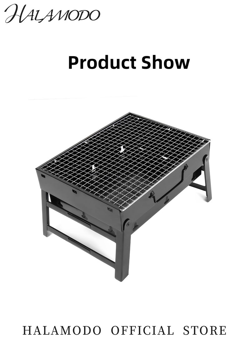 HALAMODO BBQ Charcoal Grill Portable Folding Lightweight Small Barbecue Grill Tools for Outdoor Grilling & Cooking & Camping & Hiking & Picnics Backpacking Party Father's Day Gift  - Image 2
