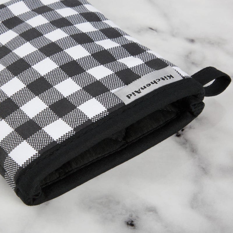 KitchenAid Gingham Oven Mitt 2-Pack Set  Onyx Black  7""x13"" - Image 3