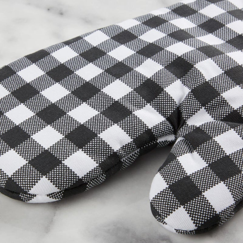 KitchenAid Gingham Oven Mitt 2-Pack Set  Onyx Black  7""x13"" - Image 4