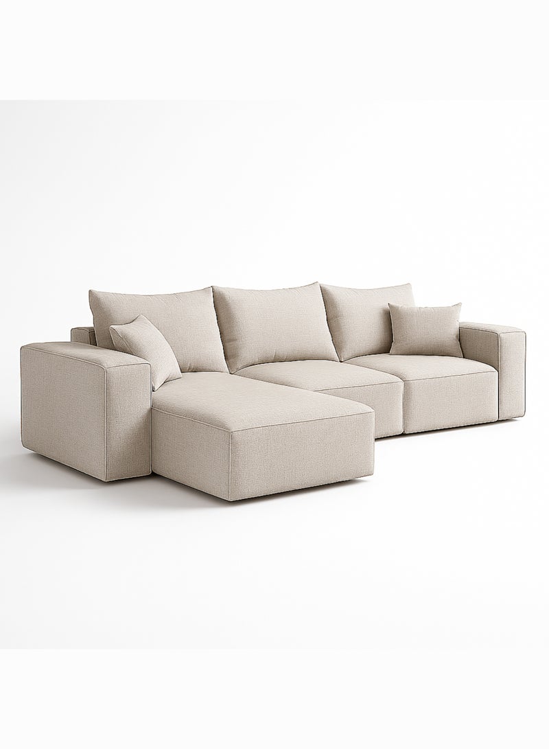 كستم ديكو أريكة KUSTOMDECO مقسمة بثلاثة مقاعد على شكل حرف L مع وسائد | أثاث مريح لغرفة المعيشة | أريكة شرفة مع وسائد | تصميم عصري (بني فاتح دافئ) - Image 3