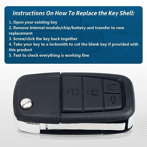 Keyecu Replacement Shell Folding Remote Key Case Fob 5 Button for Pontiac G8 2008-2009 - Image 5