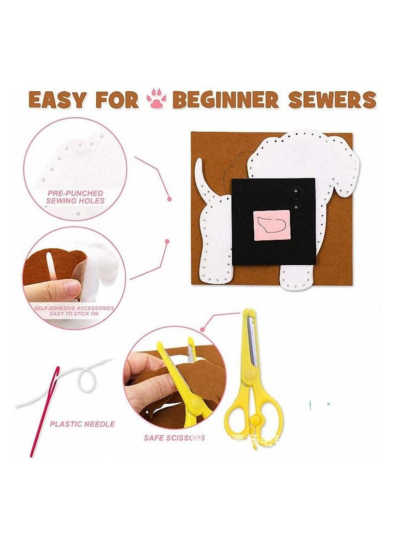 Kids Handmade Animal Sewing Kit - Puppy Doll Craft Kit DIY Sewing Set, Felt Plush Fun Stuffed Animal for Kids Ages 8-12, Suitable for Boys and Girls, Good for Beginners Educational Arts Crafts Sewing Creative Gift - Image 3