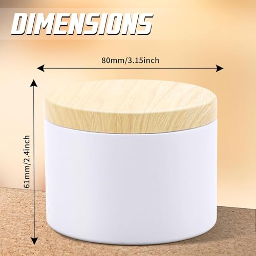 YJHSS 24Pack 8oz Candle Tins with WoodGrain Printing Lids Metal Candle Jars for Candle Making Empty Containers Vessels Bulk for Small Business Beginners DIY Storage Wood White - Image 3