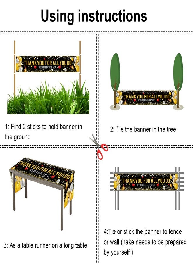 هواف لافتة "شكرًا لكم على كل ما تفعلونه" لتزيين حفلات السياج، لافتة سوداء وذهبية للحديقة لحفلات تقدير الموظفين والمعلمين والأطباء، لافتة "نحن نقدرك" لتزيين حفلات الحدائق الخارجية - Image 3