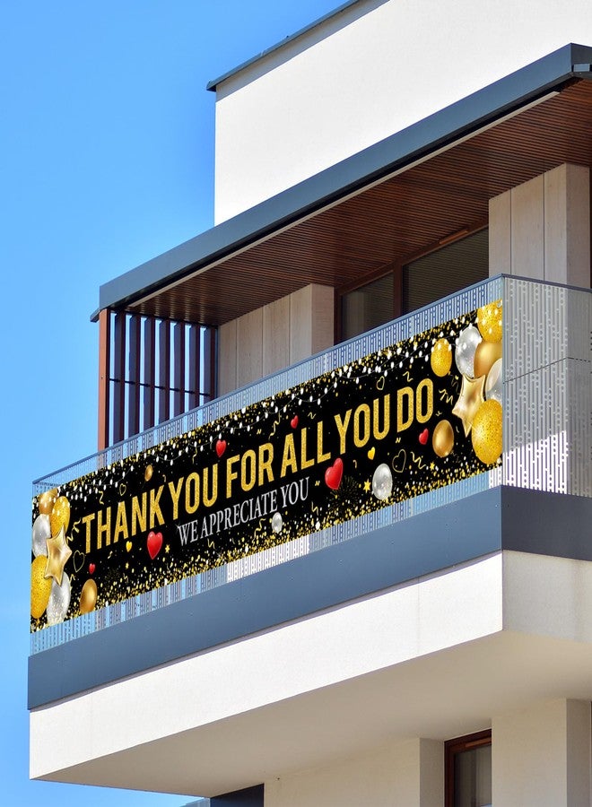 هواف لافتة "شكرًا لكم على كل ما تفعلونه" لتزيين حفلات السياج، لافتة سوداء وذهبية للحديقة لحفلات تقدير الموظفين والمعلمين والأطباء، لافتة "نحن نقدرك" لتزيين حفلات الحدائق الخارجية - Image 4
