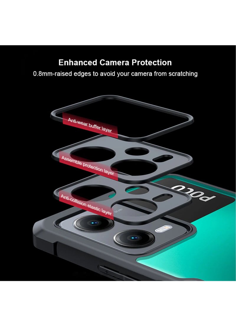 Protective Case Compatible with Xiaomi Poco X5 Pro 5G TPU Surround Shockproof Airbags Polycarbonate Clear Case 6.67 inch Back Cover Black