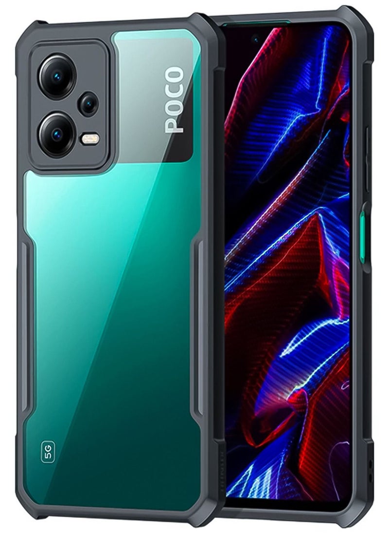 Protective Case Compatible with Xiaomi Poco X5 Pro 5G TPU Surround Shockproof Airbags Polycarbonate Clear Case 6.67 inch Back Cover Black