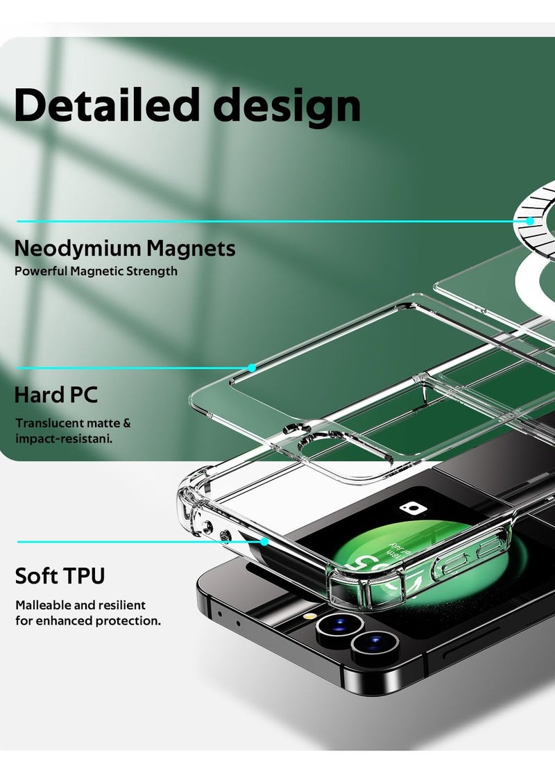 BORTONY Samsung Galaxy Z Flip 6 Clear Case Compatible with MagSafe Transparent Shockproof Protection Yellowing Resistant Magnetic Phone Case for Galaxy Z Flip 6 5G - Image 3