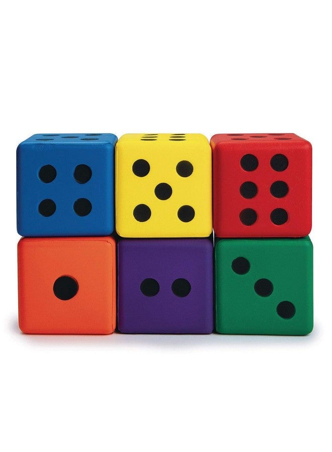 S&S Worldwide S&S Worldwide Large Molded Foam Dice. Assorted Color 3-1/4" PU Foam Dice Feature Recessed Dots. Great for Games, Math Exercises, Stacking and More. Set of 6 - Image 2