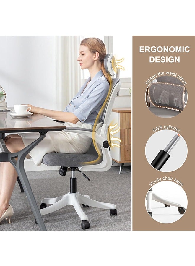 Ergonomic Office Chair, Headrest Desk Chair with Adjustable Lumbar Support, Home Office Swivel Task Chair with High Back and Armrest, Adjustable Height Gaming - Image 5