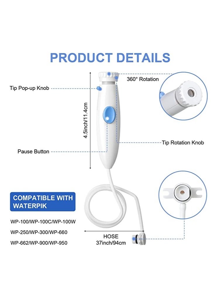 KASTWAVE Oral Hygiene Accessories Standard Water Hose Plastic Handle with Water Flosser Replacement Jet Tip Compatible with Waterpik Oral Irrigator WP-100 WP-300 WP-660 WP-900 (2Pcs)  - Image 2