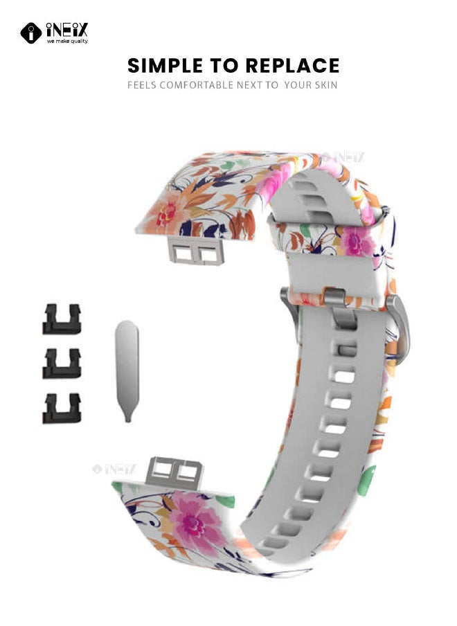 INEIX Printed Colorful Silicone Replacement Strap For Huawei Watch Fit - Multicolour  - Image 3