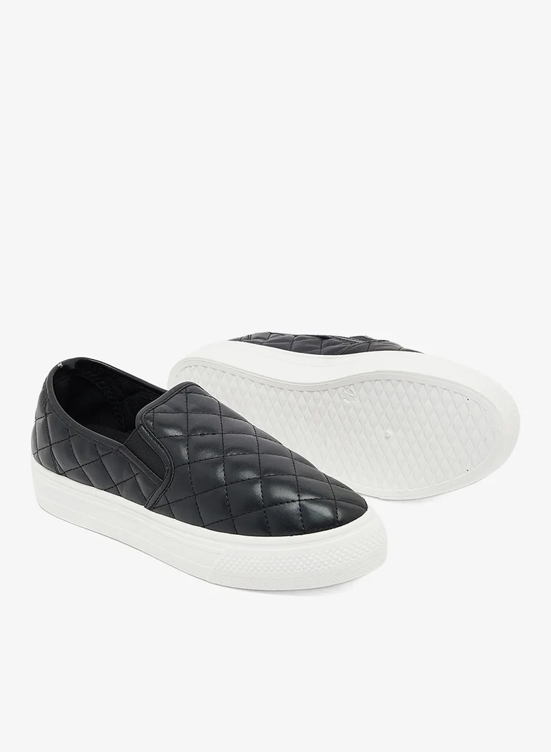 Ginger BLACK Quilted Platform Slip On Flat for Women | Best Price UAE