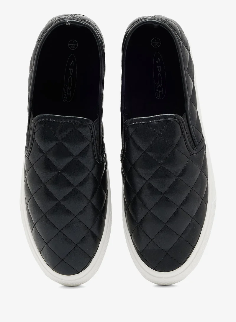 Ginger BLACK Quilted Platform Slip On Flat for Women | Best Price UAE